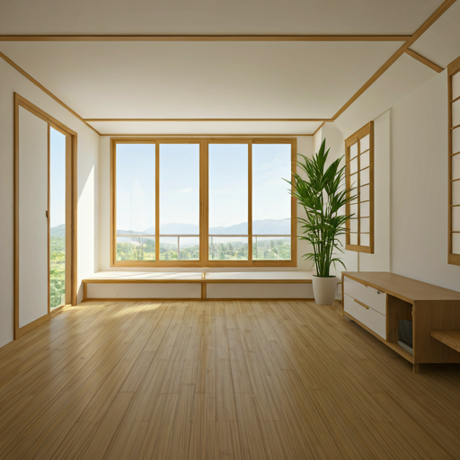 自然光が降り注ぐ明るいリビングルーム